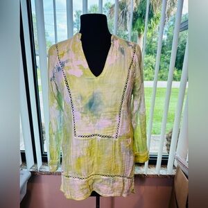 Michael Stars 100% Cotton Green Tie-Dye Tunic Size XS